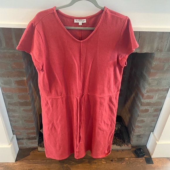 North Style Salmon Colored Drawstring Dress Comfy Sweatshirt Like size Large​ - Picture 1 of 6